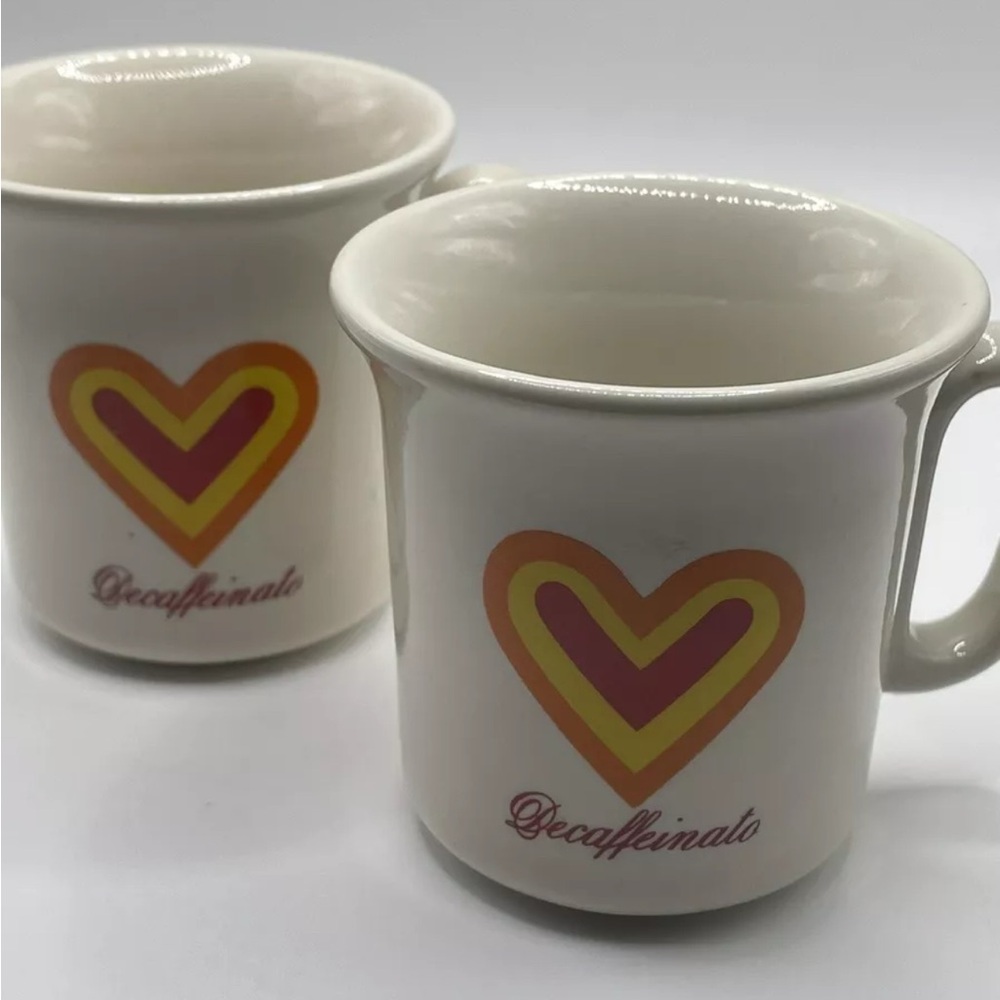 (4) Decaffeinato Made In Italy Heart Espresso Demitasse Coffee Cups White Small - Picture 2 of 7
